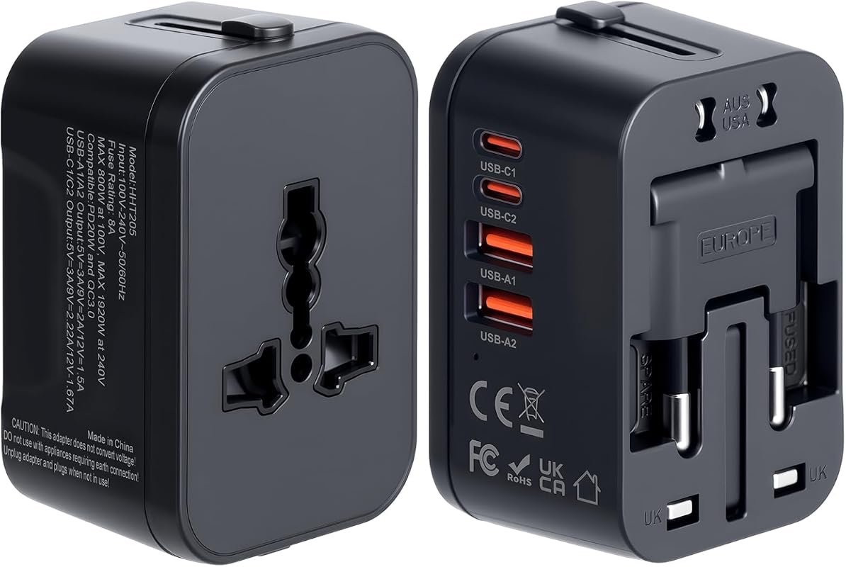 Universal Travel Adapter Fast Charger with 4 Ports for Worldwide Use