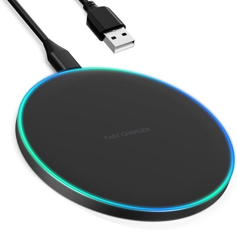 15W wireless charging pad for iPhone, Samsung Galaxy, and AirPods