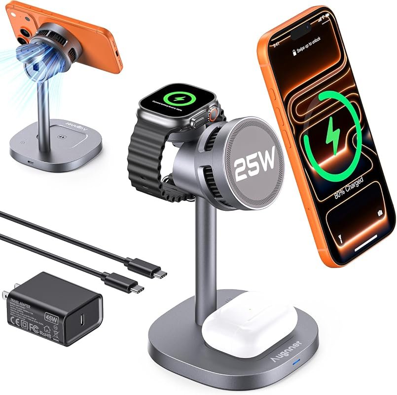 25W Qi2.2-Certified Wireless Charging Stand with TEC Cooling Alloy Design