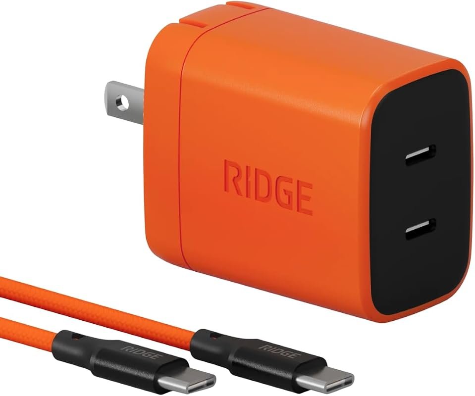 Ridge 45W USB-C Charger for Power Banks, Dual Ports, Complete Cable Kit Included