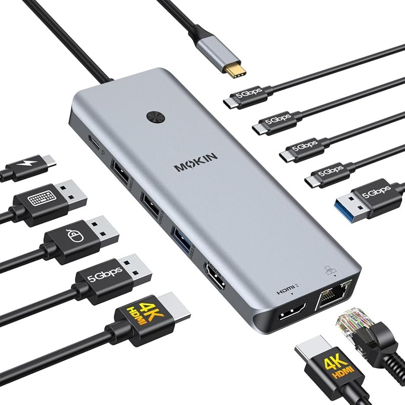 MOKiN USB C Docking Station Dual HDMI for Dell, HP, and Lenovo Laptops