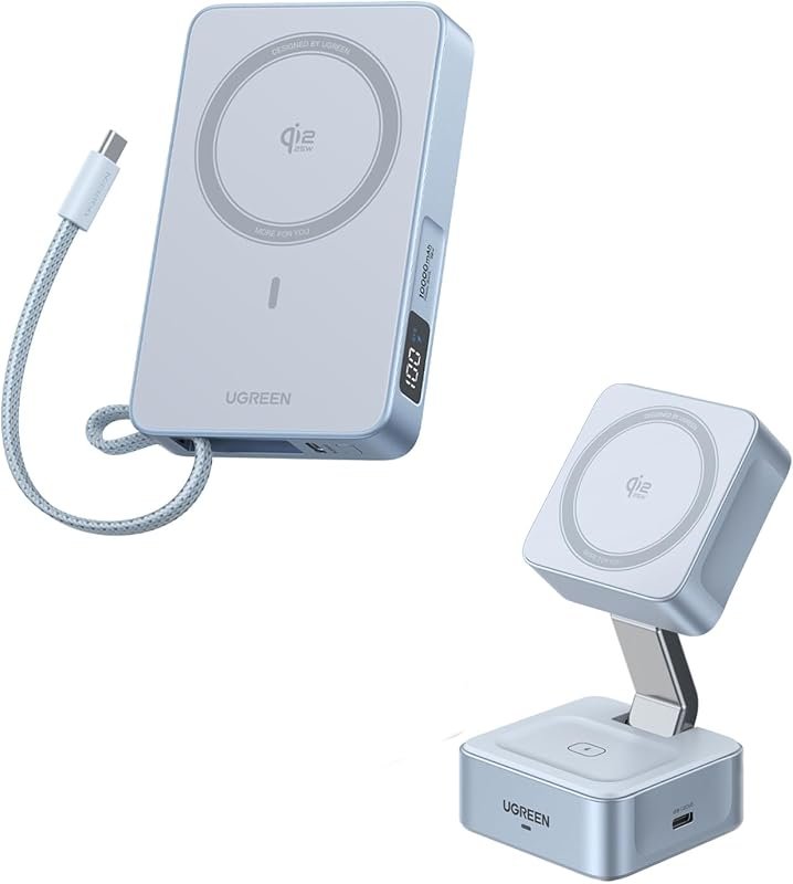UGREEN MagFlow Qi2 25W 10,000mAh Power Bank Bundle with Qi2 Wireless Charger