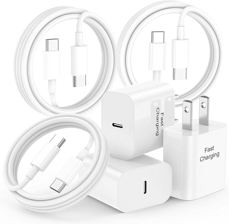 20W Fast iPhone Charger 3-Pack with 6FT USB-C Cables for iPhone 17