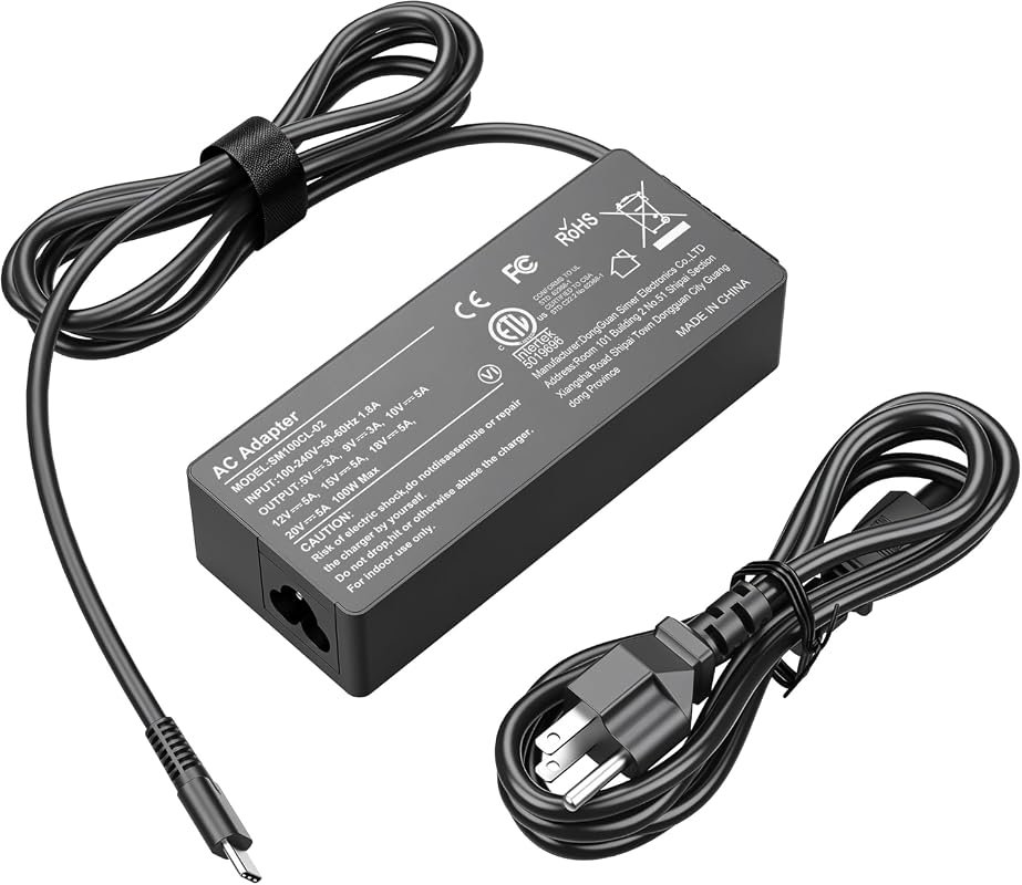 Generic 100W USB-C Laptop Charger with AC power cable