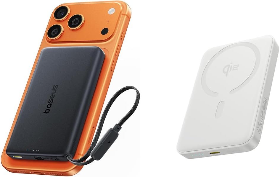 Baseus Qi2.2 25W Slim 10,000mAh Magnetic Power Bank Bundle with Qi2 15W Charger