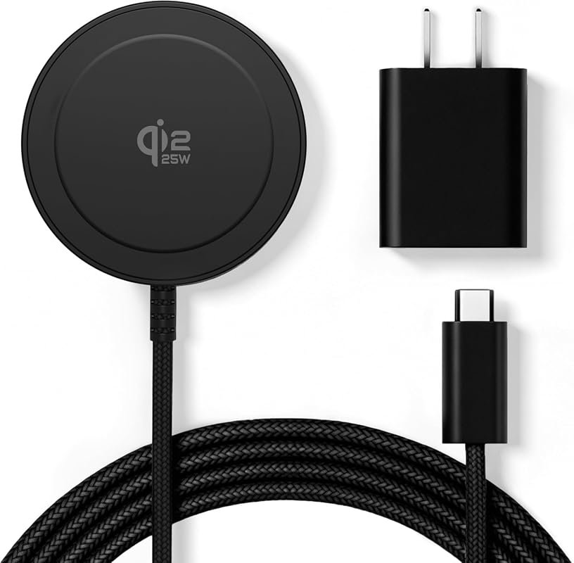 25W Magnetic Qi2 Wireless Charging Pad, 5FT Fast Charger for MagSafe