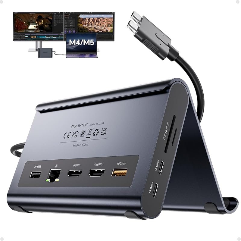 MacBook Docking Station, Dual Monitor 4K@60Hz with 100W PD and Audio