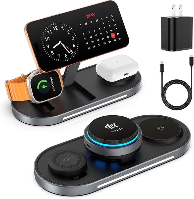 25W 3-in-1 Wireless Charging Station for Qi2.2 MagSafe Apple Devices