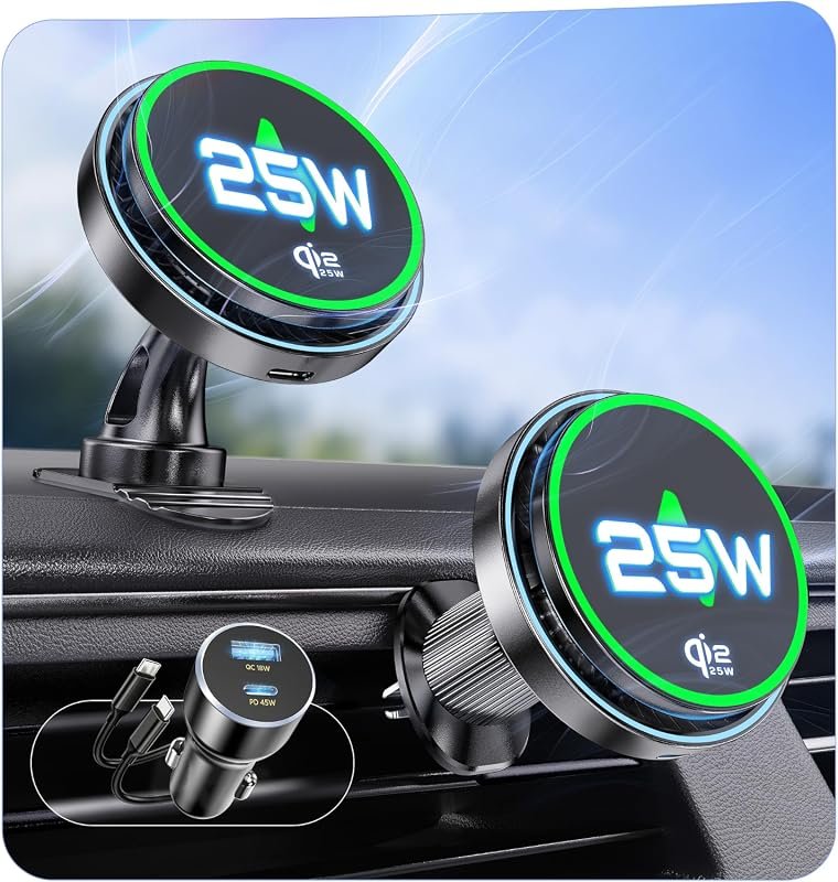 MSXTTLY Qi2.2 25W certified MagSafe car mount charger