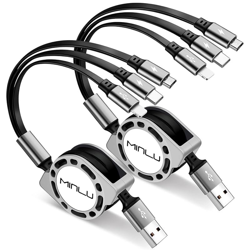 Multi Charging Cable 3A Retractable Car Charger Cord for Multiple Devices