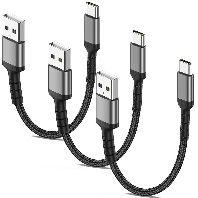 6-Inch Braided USB-A to USB-C Charging Cable, 3-Pack for Samsung, LG, and Pixel