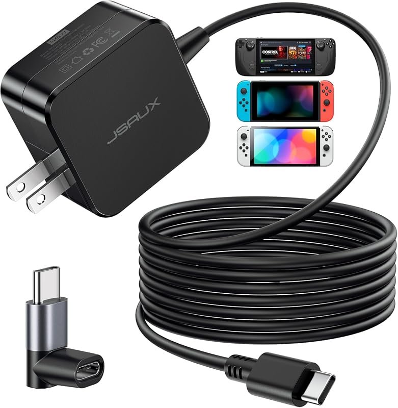 JSAUX 45W USB-C Charger for Steam Deck OLED with 10FT Cable