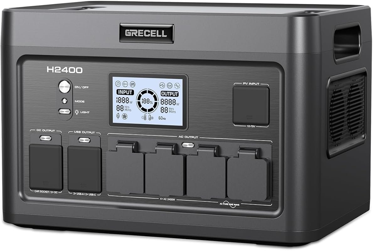 Portable 2400W Power Station, 1843.2Wh LiFePO4 UPS Battery Backup