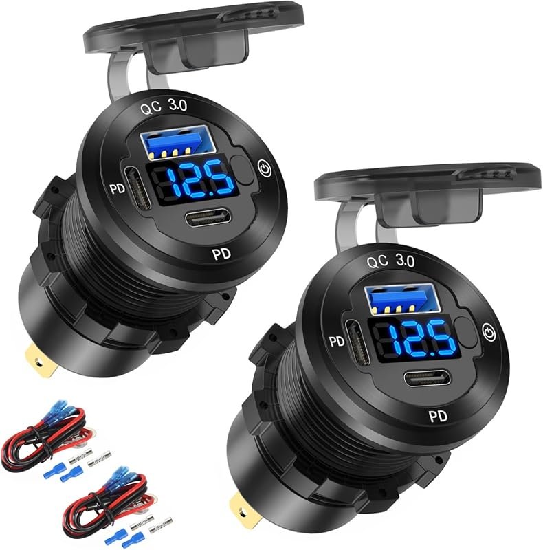 2-Pack 12V USB Car Socket