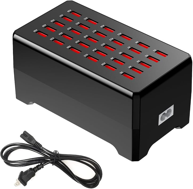 MaxLax 30-Port 150W USB Charging Station for Smartphones, Tablets, and More
