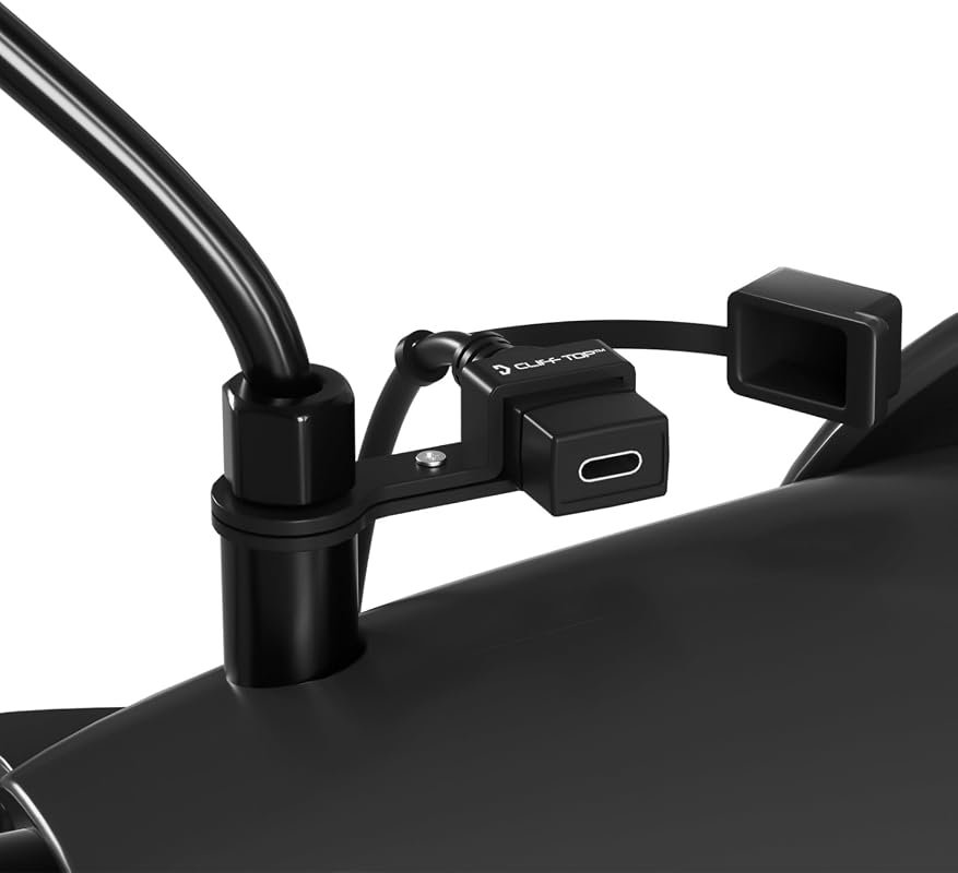 Cliff Top Waterproof Motorcycle USB Charger with SAE and Mirror Mount