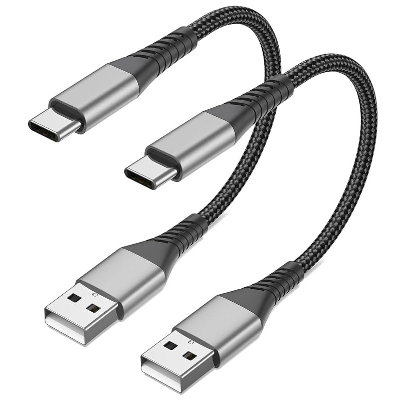 6-Inch USB-A to USB-C Fast Charging Cable, 2-Pack for Everyday Use