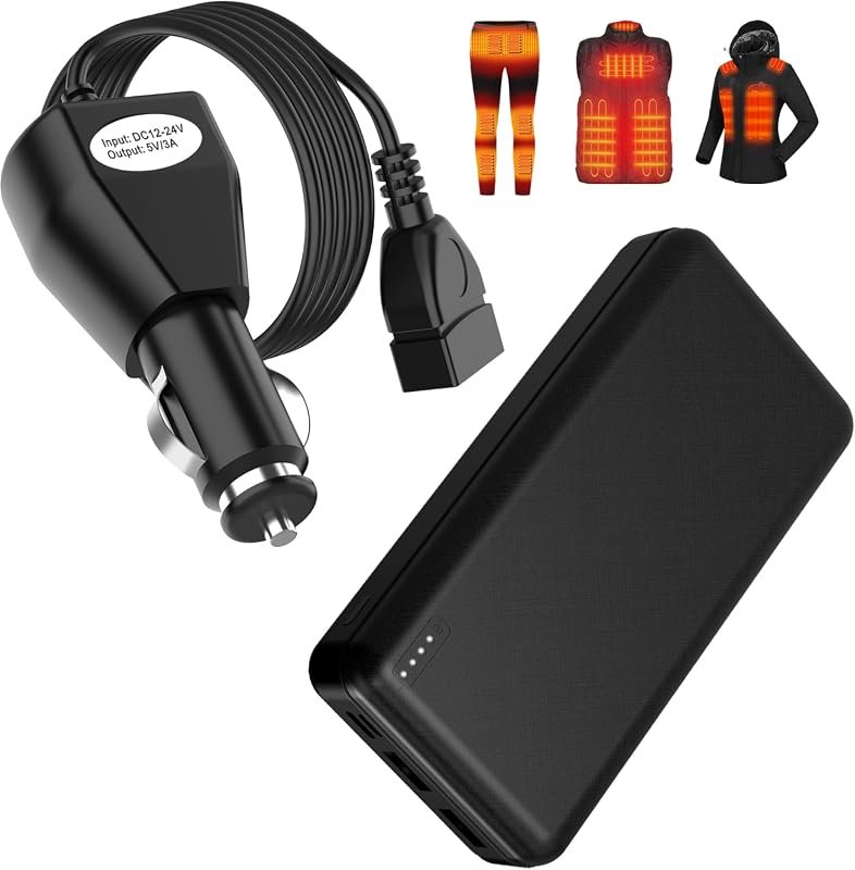 5V 2A 20000mAh Heated Vest Battery Pack with Cigarette Lighter Plug