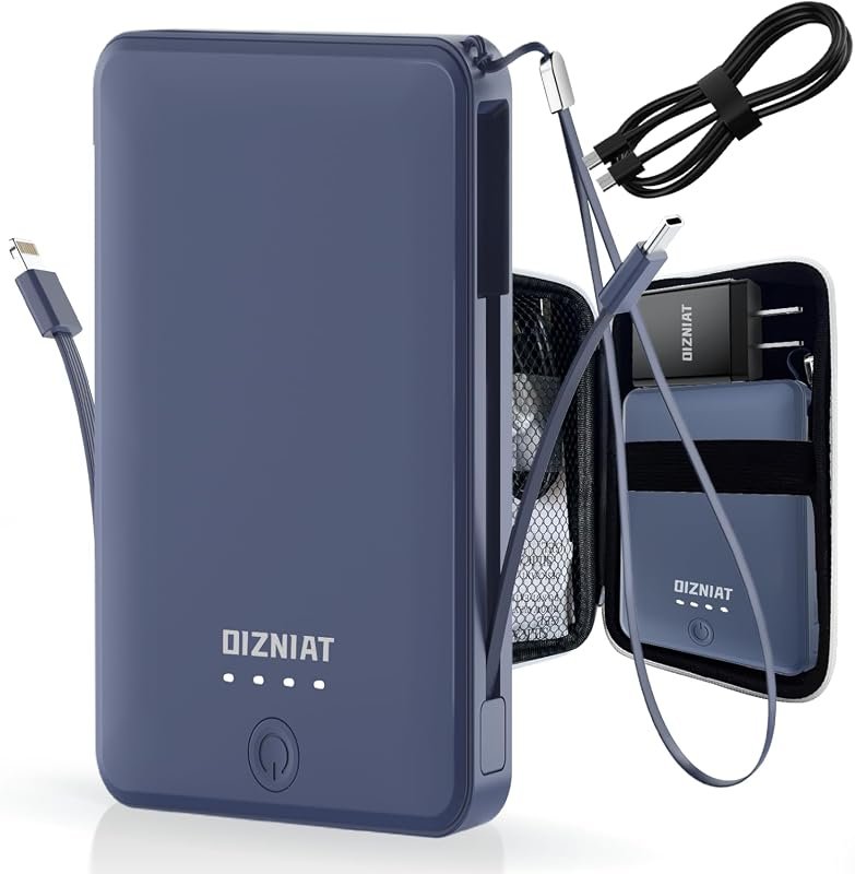 Portal TSA-approved 10000mAh portable charger with built-in cable