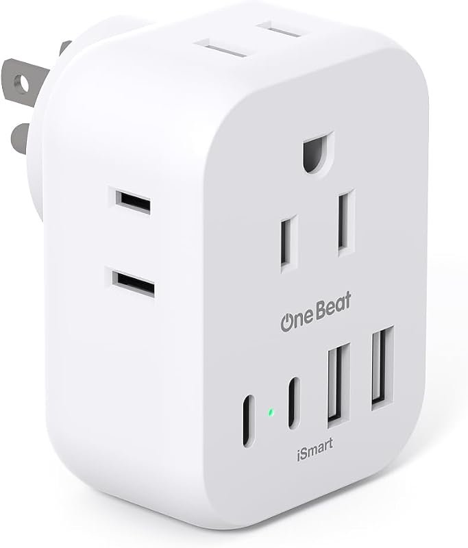 Mini Multi Plug Wall Outlet Extender for Cruise Ship Travel, White
