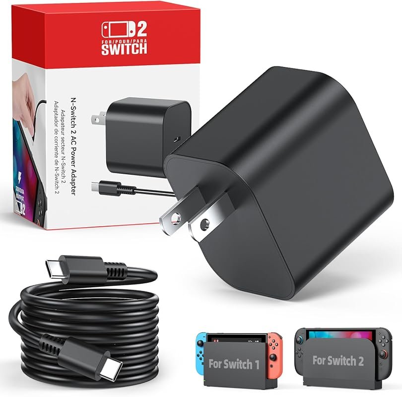 60W Fast Charger for Nintendo Switch, OLED, Lite, and Steam Deck with 5FT Cable