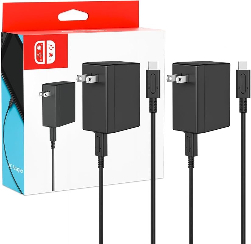 2-Pack 45W Fast Charger for Nintendo Switch, OLED, Lite, and Steam Deck with Detachable USB-C Cables
