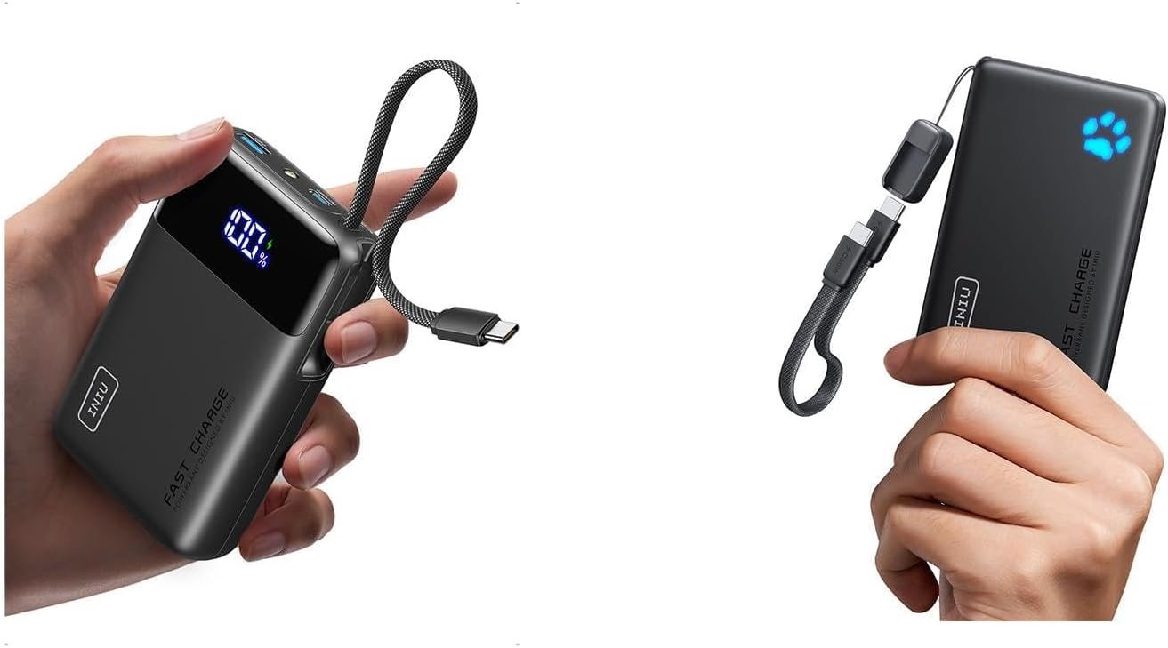 INIU 45W power bank combo with 10000mAh and built-in USB-C charging