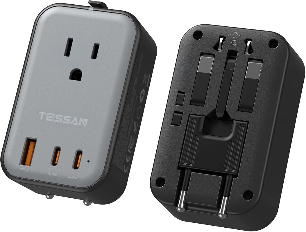 TESSAN Travel Adapter 009 with PD 20W, 2 USB-C, 1 USB-A