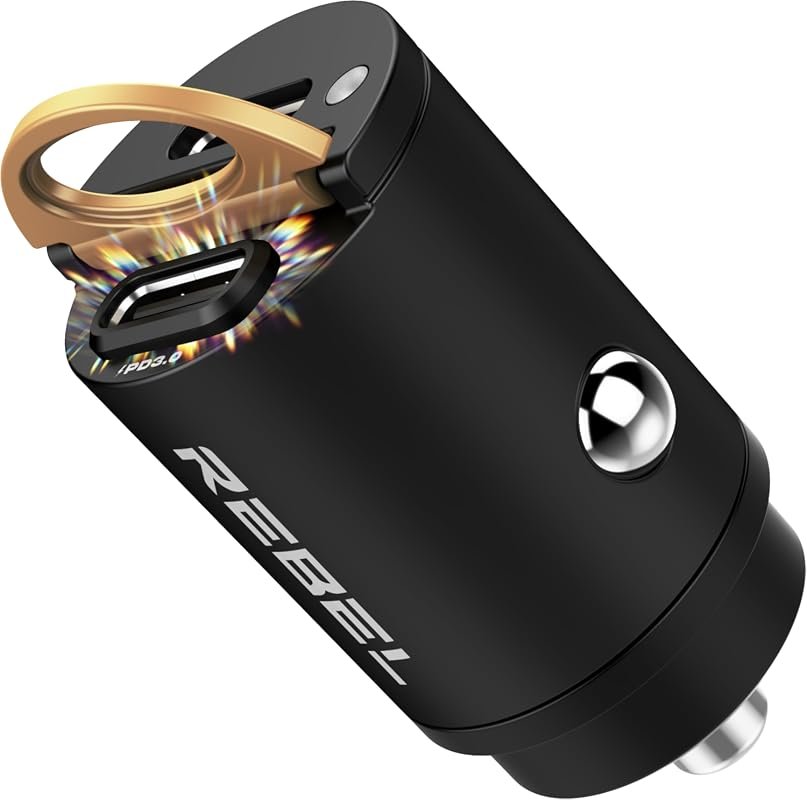 REBEL Dual 65W USB C Fast Car Charger, Flush Fit Metal Frame Adapter