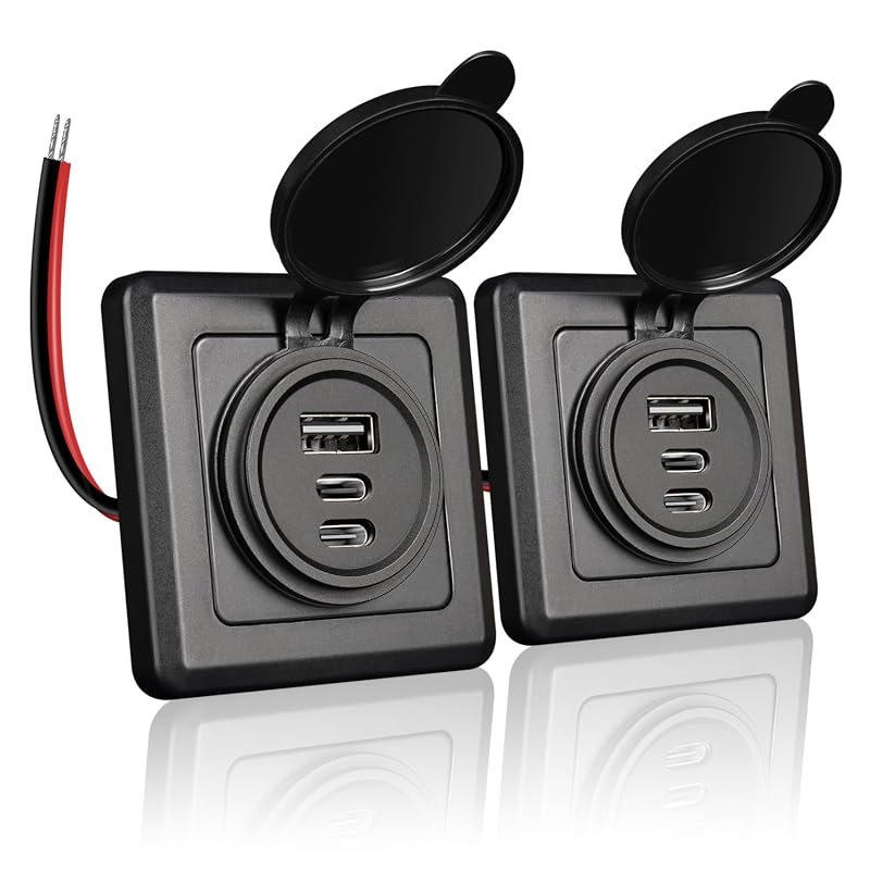 RV USB Wall Outlet with Dual USB-C and USB-A, 12V Fast Charging