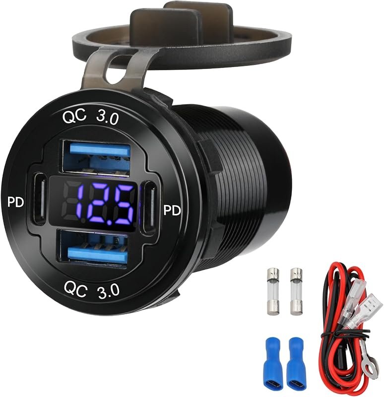 12V USB Outlet 78W 4-Port Fast Charger