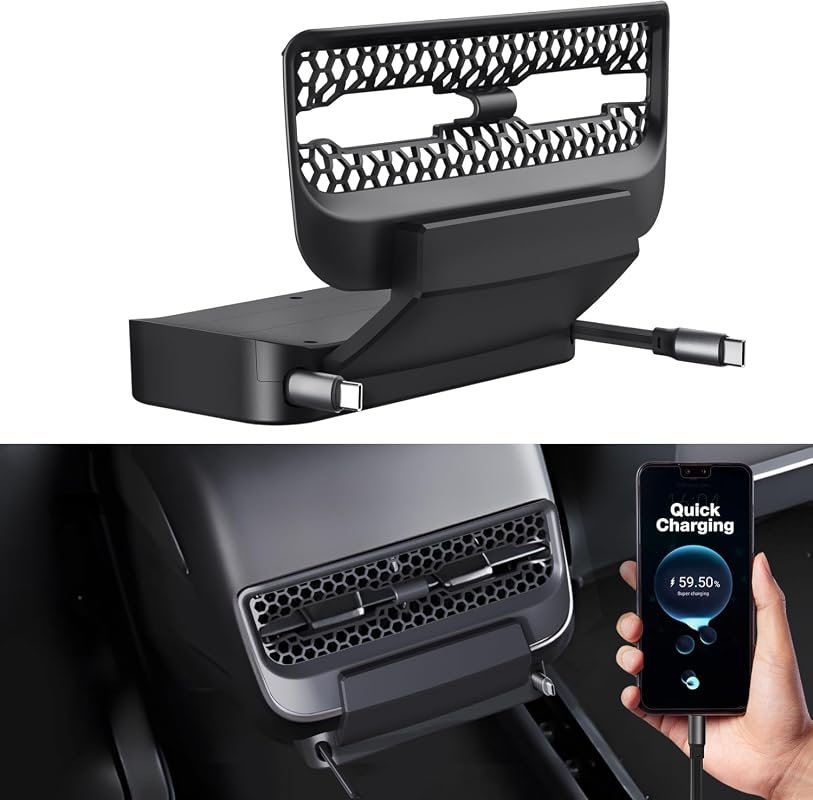 Retractable Cord Car Charger Dock for Tesla Model 3 and Model Y