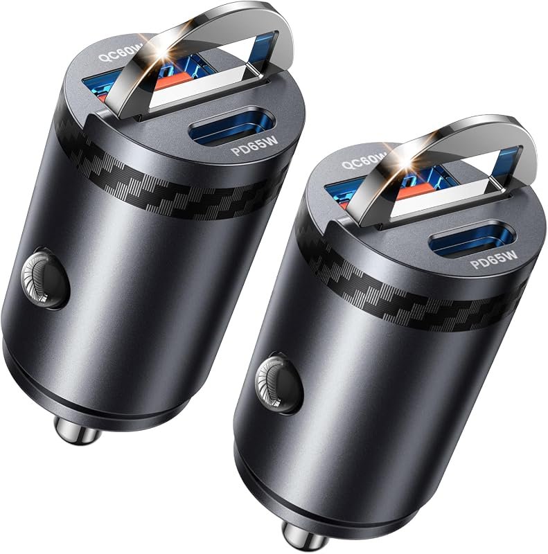 Upgraded 125W Fast Car Charger, Mini Flush Fit USB C Adapter, 2-Pack