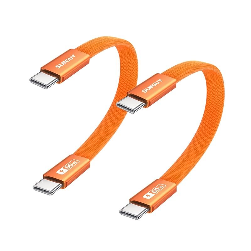 6-Inch Slim USB-C to USB-C 60W Fast Charging Cable, 2-Pack