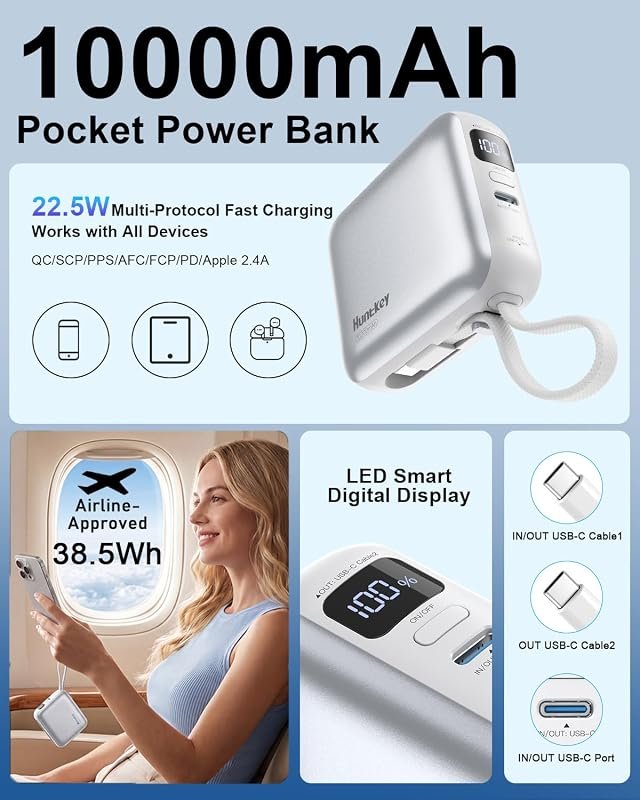 L23 Mini Portable Charger with built-in USB-C cable