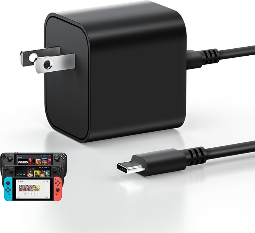 60W USB-C Charger for Steam Deck OLED and Nintendo Switch 2 with 6.6FT Cable