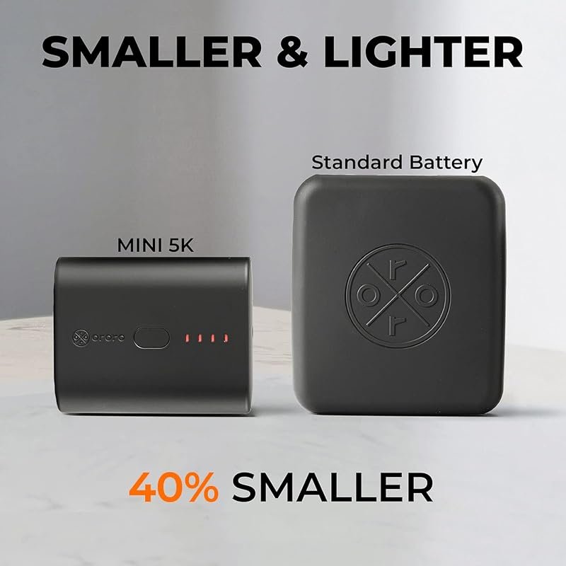 ORORO Ultra-Compact Rechargeable Battery for Heated Vests and Jackets, 2-Pack