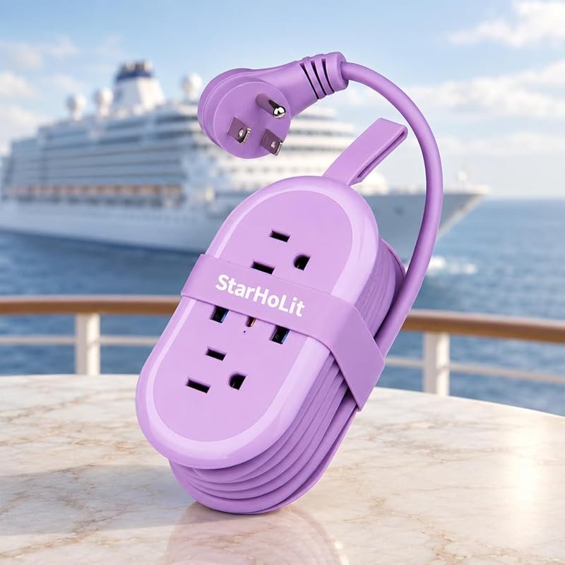 Cruise Approved Power Strip, 10oz No-Surge Travel Outlet for Cruise Guests